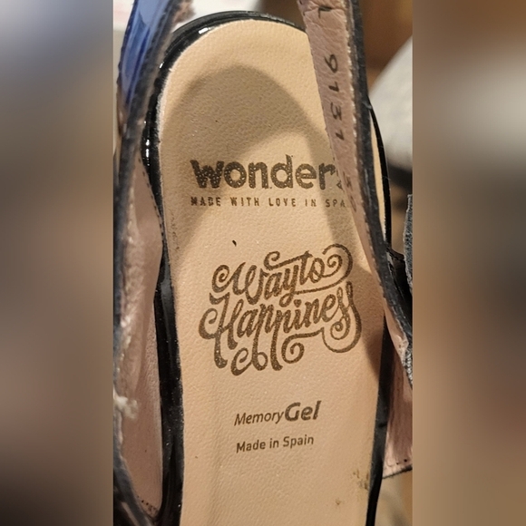 Wonders Made in Spain Buckle Straps Open Toe High Block Heel Platform Sz 8.5-9 - Picture 8 of 11
